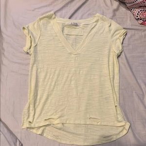Yellow distressed free people v neck tee medium